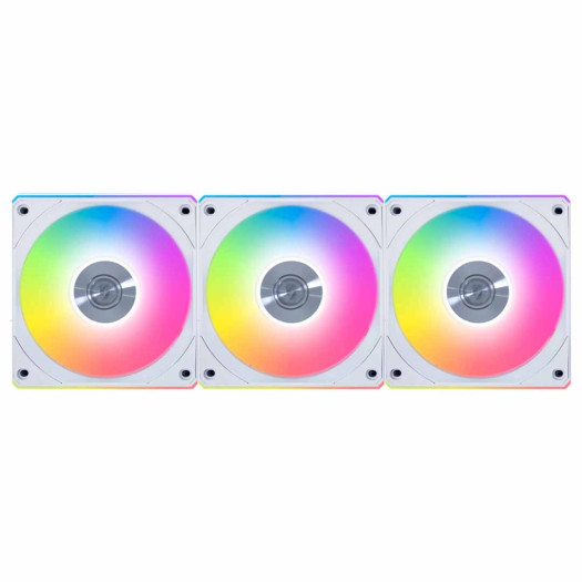 Lian-Li UNI FAN CL Wireless Reverse Case Fan, 120mm Fan Size, 2100 RPM Fan Speed, 72.73 CFM Fan Airflow, FDB Bearing Type, PBT / PC / Aluminum Materials, Pack of 3, White | 12RCL1W3W